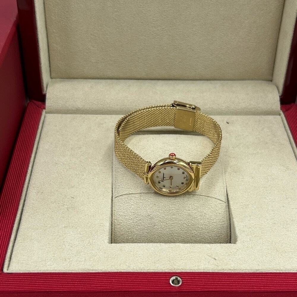 Women Salvatore, Ferragamo Gancini quartz women's gold tone stainless watch